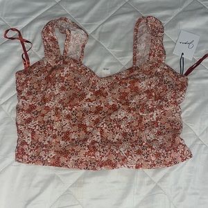 Japna red floral crop top- size large
